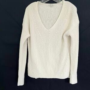 Madewell women’s cotton ribbed V neck chunky sweater